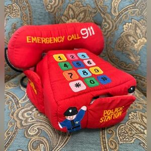Police, Fire, Paramedic Red Plush Toy Phone with Embroidered Details